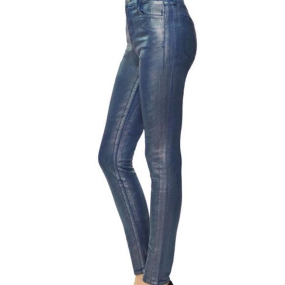 AG Adriano Goldschmied 'The Legging' Blue Coated Pants Super Skinny size 27 - Picture 1 of 15